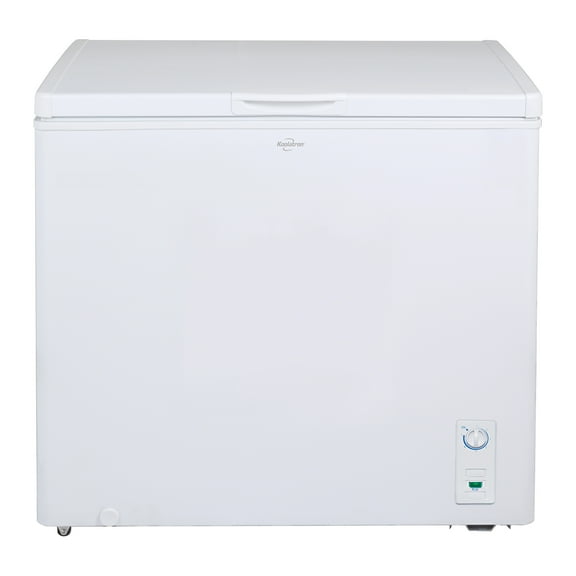 Koolatron Large Chest Freezer, 7.0 cu ft (195L),Manual Defrost Deep Freeze, Storage Basket, Space-Saving Flat Back, Stay-Open Lid, Front-Access Drain, White