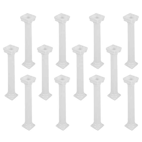PENIKOKO 12 Pieces White Plastic Roman Pillars Cake Stand Rods for Tiered Cake Support and Decoration