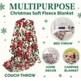 thumbnail image 4 of Holiday Christmas Fleece Throw Blanket- 60 x 50 Plush White Throw with Red Poinsettias Green Holly Leaves & Red Berries Design Cozy Accent for Sofa Couch Chair Bed or Dorm, 4 of 4