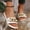 White, variant on Womens Flat Slide Sandals Gold Chain Slip-On PU Faux Leather Comfortable Casual Summer Beach Shoes White Size 9