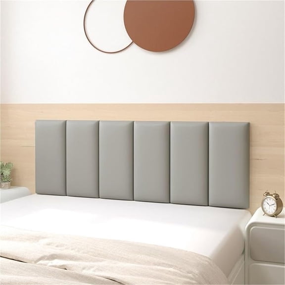 Zhuge 59*19.7in Wall-Mounted Upholstered Headboard Panels, Anti-Collision Shock-Absorbent Wall Padding for Playroom, Bedroom & Nursery Modern Accent Wall Decor, Medium Gray A