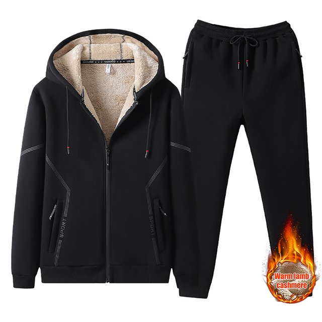 TIMIFIS Mens Fleece Tracksuits 2 Piece Sweatsuits Set Casual Trendy Winter Warm Sweatpants Suits Fall OutfitFall