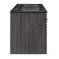 thumbnail image 3 of Wall Mount Double Sink Vanity Cabinet, Dark Grey Gray, Wood, Mid Century Hotel Bedroom Bathroom, Modern Contemporary HB34077, 3 of 11