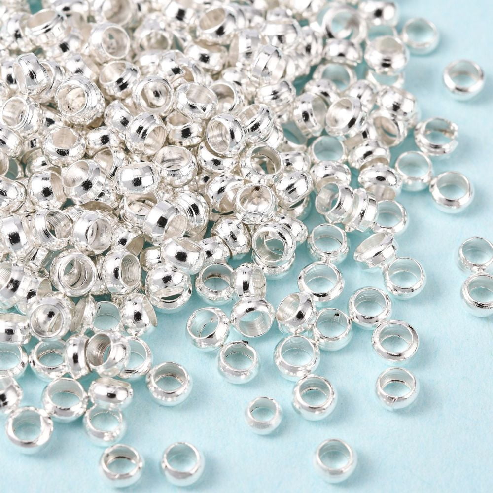 10000 pc Brass Crimp Beads Rondelle Silver Color Plated 3mm Hole: 2mm DIY