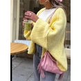 thumbnail image 3 of SUNSIOM Women's Chunky Knit Sweater Long Lantern Sleeve Open Front Solid Color Cardigan Fall Coat, 3 of 6