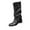 Black, variant on Xfvqtps Womens Low Heel Knee High Boots for Women Winter Fashion Slouchy Casual Boots with Buckle Accents Faux Leather Boots Black