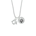 thumbnail image 2 of Delight Jewelry Silvertone 2-D Open Angel Fish Silvertone Script Initial Disc - D - Charm Necklace, 20"+3", 2 of 4
