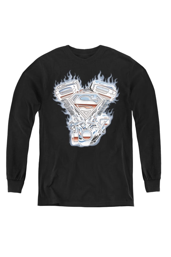 Superman - V Twin Logo - Youth Long Sleeve Shirt - Large