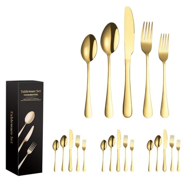 Ensemble de Couverts Moderne : Ensemble de 20 Pcs en Acier Inoxydable, Ustensiles de Service