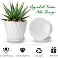 thumbnail image 3 of 6 inch Plant Pots, 5 Pack Flower Pots Outdoor Indoor, Planters with Drainage Hole and Tray Saucer（White）, 3 of 12