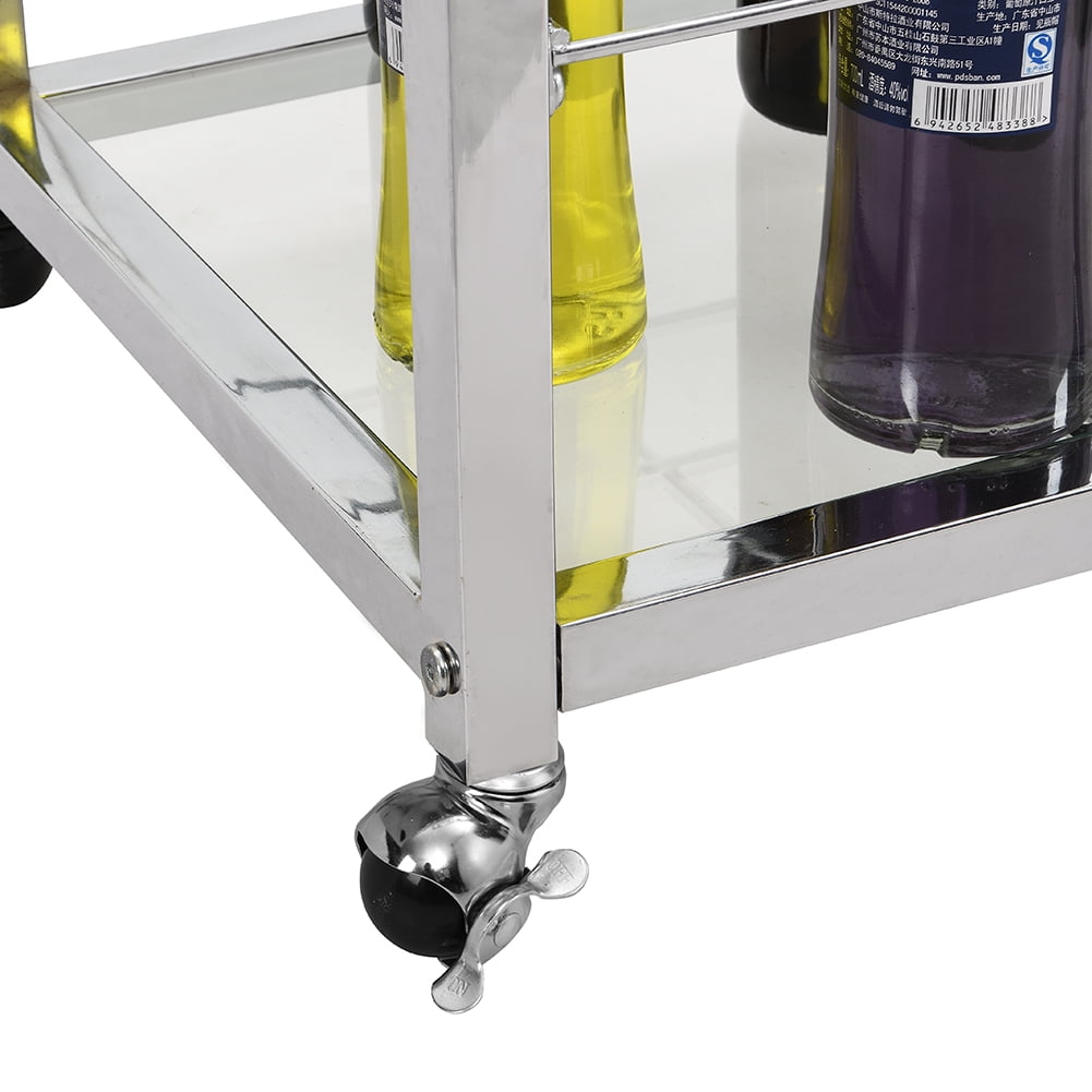 Lowestbest Modern Bar Service Cart, Kitchen Trolley with Storage Function, Chrome Lowestbest Modern Bar Service Cart, Kitchen Trolley with Storage Function, Chrome