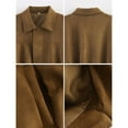 thumbnail image 4 of Chaqueta de Ante Sintético para Mujer con Solapa y Bolsillo, Estilo Piloto, Informal, de Larga, Estilo Urbano Moderno Marrón S, 4 of 5