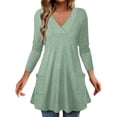 thumbnail image 2 of Ynynloco Long Sleeve for Womens Tops with 2 Pockets Fall Oversized Blouses Pullover Solid Color Dressy Casual T-Shirts Outfits, 2 of 9
