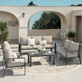 thumbnail image 2 of MRUAKA Aluminum Patio Furniture Set, 7 Pcs Modern Outdoor Sofa Sets, Outdoor Sectional Patio Conversation Set with Coffee Table for Backyard, Poolside,Beige, 2 of 11