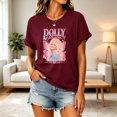 thumbnail image 5 of Dolly Shirt for Women Retro Floral Portrait Graphic Tee Country Music T Shirt Short Sleeve Crew Neck Casual Western Top, 5 of 5