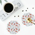 thumbnail image 4 of Naloa Koi Fish Corals,Spring Summer Leather Coasters for Drinks, Durable Drink Coasters 4 Set for Tabletop Protection, Luxurious Home Décor and Housewarming Gift ( {designName})Octagon, 4 of 6