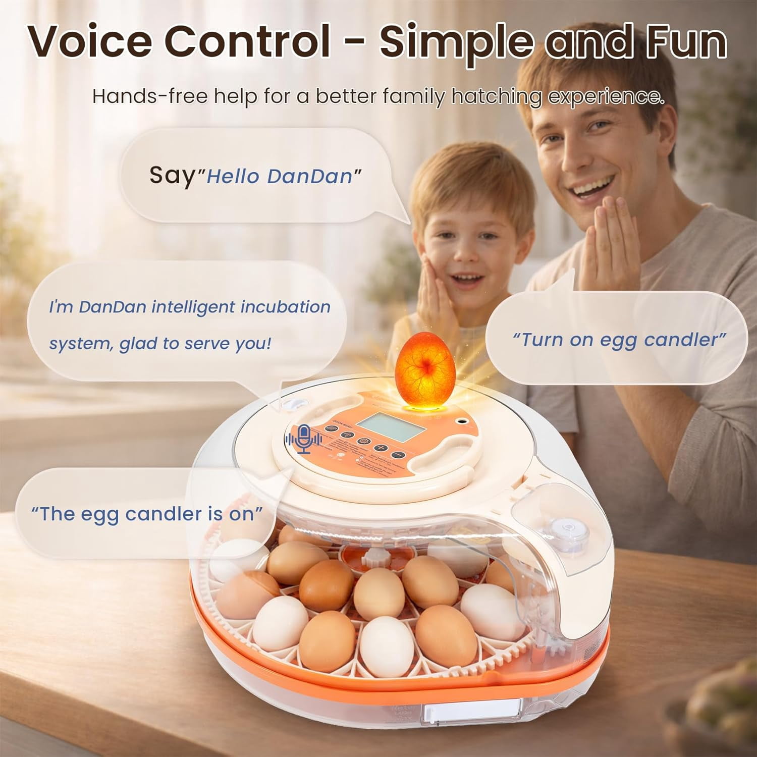 2026 New Smart Chicken Egg Incubator with Voice Control, 26 Chicken/59 Bird Incubators for Hatching Eggs, Automatic Egg Turner with Thermometer Seat and Humidity Control, Built-in Water Reservoir
