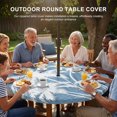 thumbnail image 3 of Round Outdoor Tablecloth with Umbrella Hole and Zipper, Tropical Palm Tree Tablecloth with Elastic Waterproof, Vintage Sky Blue Exotic Botanical Plants Patio Table Covers for 31" - 35" Pool Tables, 3 of 9