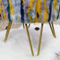 thumbnail image 5 of Home Soft Things Multi Jacquard Faux Fur Round Ottoman - Teal - 18" x 18" x 18", 5 of 8