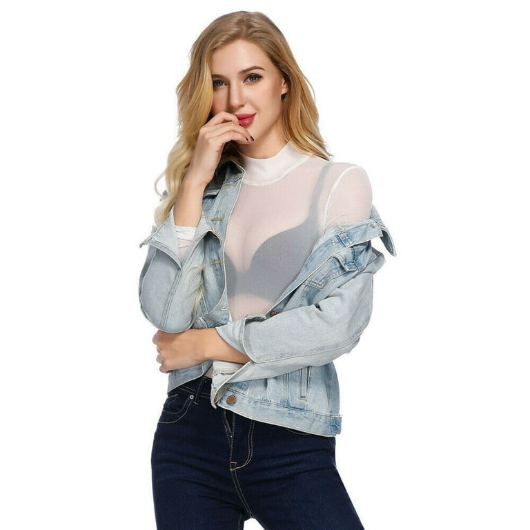 tklpehg Sheer Long Sleeve Tops for Women Casual Hight Neck tklpehg Sheer Long Sleeve Tops for Women Casual Hight Neck