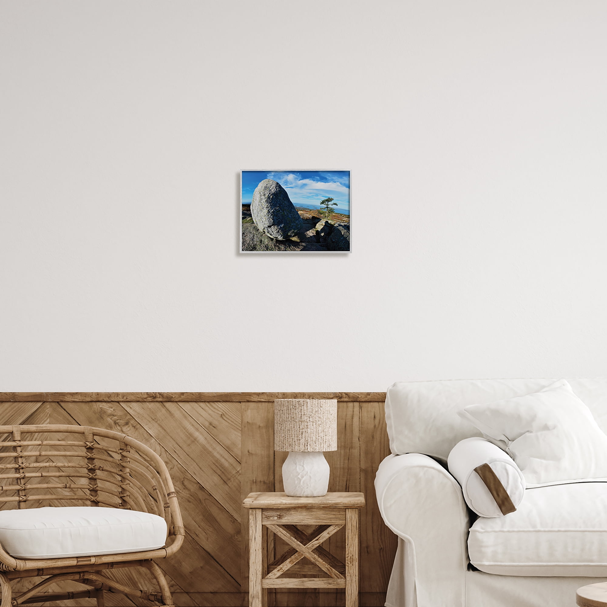 Stupell Industries Mountain View Landscape Nature Photography Gray Framed Art Print Wall Art, 14 x 11