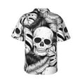 thumbnail image 3 of Balery Skull and palm leaves Print Men's Hawaiian Shirts Short Sleeve Beach Shirt Relaxed Fit Vacation Button Down Shirts-Medium, 3 of 9