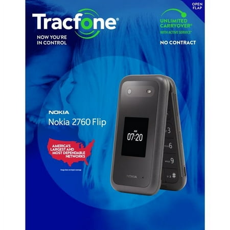 TracFone Nokia 2760 Flip |4GB | Black Prepaid Flip Phone | Brand New