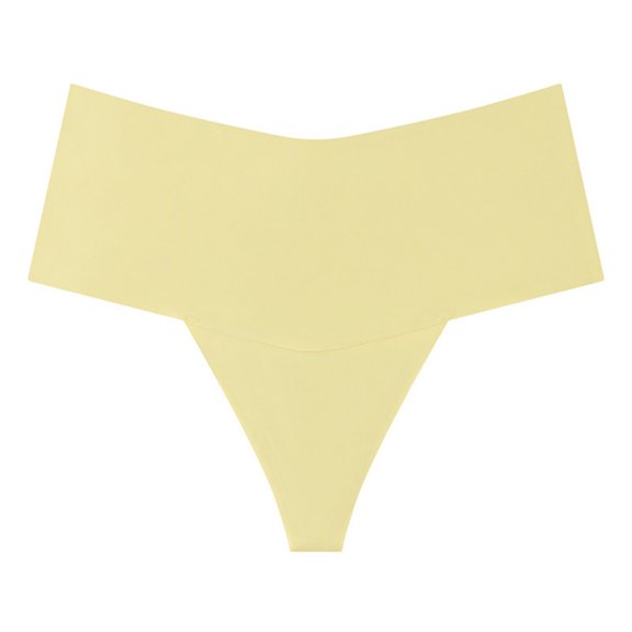 Fewfanhot Women's Ice Silk High Waist Thong Pantyes, Seamless Invisible No-Show Breathable Lingerie PureDesire Style T-Back Underwear for Party & Daily
