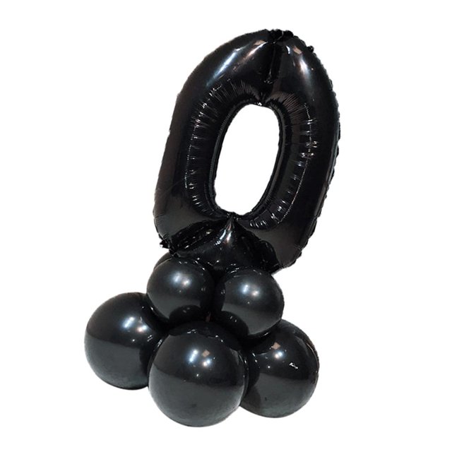 Número 0-9 de Látex de Aluminio Set Decoración de de de Cumpleaños - Negro Número 10, Individual perfecl Globos de aluminio
