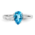 thumbnail image 5 of Primal Gold 14 Karat White Gold 7x5mm Pear Blue Topaz and Diamond ring, 5 of 7