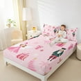 thumbnail image 4 of Manfei Merry Christmas Twin Sheet Sets,Xmas Nutcracker Soldier Twin Fitted Sheet,Pink Princess Elf Flat Sheet For Child,Breathable Home Decor,3 Pieces, 4 of 7
