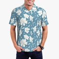 thumbnail image 3 of Balery Lilies Flowers Printed Men’s Short Sleeve Polo Shirt, Midweight Men's Shirt,Golf Polo shirts -4X-Large, 3 of 9