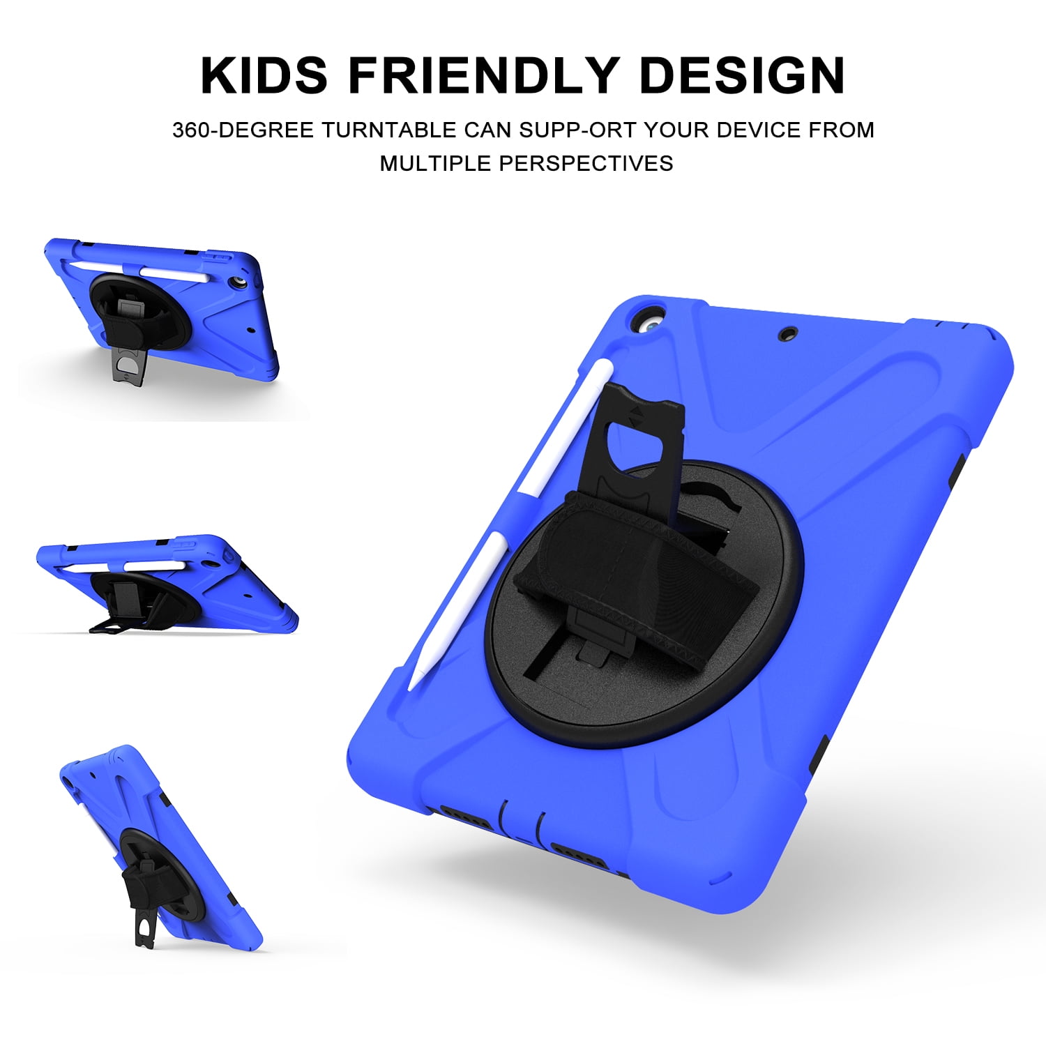 KIQ iPad 8th 7th Generation Case 10.2 inch 2019/2020, Shockproof Rugged Military Grade Case for Apple iPad 10.2 7th/8th Gen [Blue]