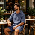 thumbnail image 6 of Men's Linen Hoodies Elbow Length Sleeve Pullover Hooded Shirts Summer Causal Beach Vacation Hoodies, 2XL, 6 of 7