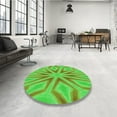 thumbnail image 3 of Ahgly Company Indoor Round Patterned Neon Green Area Rugs, 6' Round, 3 of 6