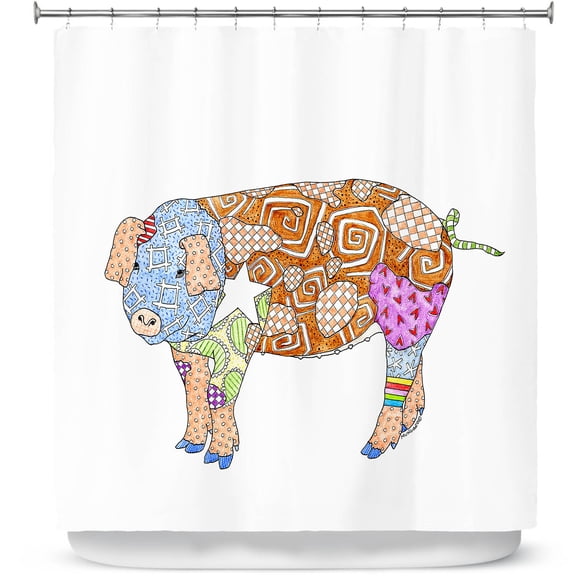 Shower Curtains 70" x 73" from DiaNoche Designs by Marley Ungaro - Pig White