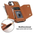 thumbnail image 3 of ShellTech Phone Case for iPhone 12/12 pro case with Strap Wallet for Women with Card Holder,Brown, 3 of 10