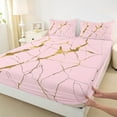 thumbnail image 3 of Manfei Pink Marble 3pcs Twin Sheet Sets,Watercolor Art Twin Fitted Sheet,Stone Patter Breathable Flat Sheet,Ultra Soft Teenager Bedroom Decor, 3 of 7
