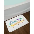 thumbnail image 2 of Hello Sunshine Bath Mat, Cursive Text Design with Bloom Motifs and Heart Doodle Spring Illustration, Plush Bathroom Decor Mat with Non Slip Backing, 29.5" X 17.5", Multicolor, by Ambesonne, 2 of 2