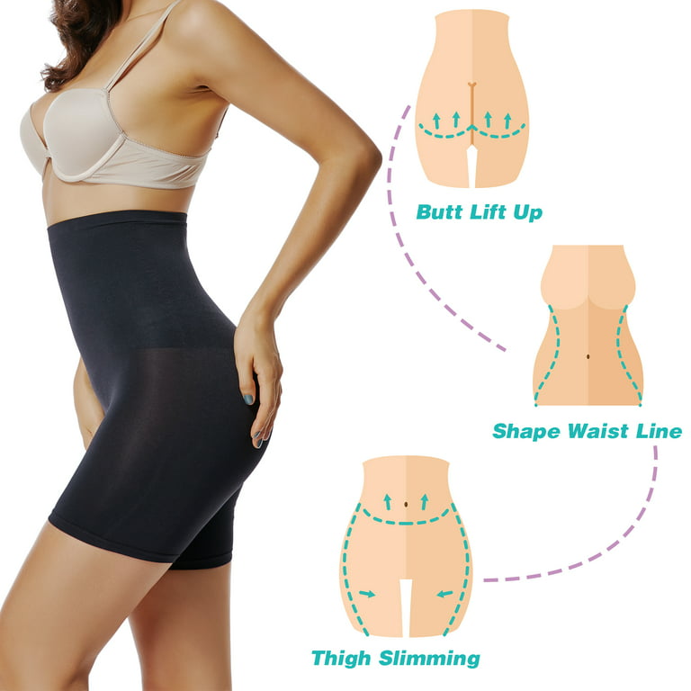 Joyshaper Shapewear Shorts for Women High Waist Tummy Control Body Shaper  Butt Lift Panties Thigh Slimming Fajas Postpartum(Black-L)