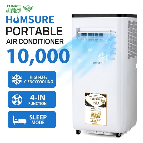 HUMSURE Portable Air Conditioners 10000 BTU Room Air Conditioning, Portable AC Unit with Remote Control, Cooling, Dehumidifier and Fan, Automatic, Sleep 5 Mode Floor AC