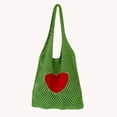 thumbnail image 4 of Bolsa Bolso de hombro de punto Bolso de mano tejido hueco de malla hecho a mano informal (Verde) JShteea Para Estrenar, 4 of 4