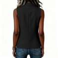 thumbnail image 3 of longantii Women's Cropped Blazer Vest Dressy Sleeveless Collared Blazer Vest Classic Fit Office Waistcoat Summer Button Front Outfit Black XL, 3 of 5