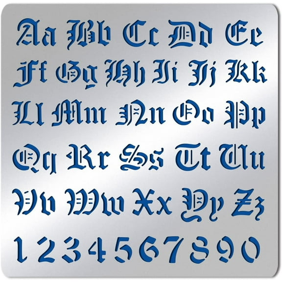 Matte Metal Letters Stencils, Gothic A to Z Alphabet & Number Stencil Template for Painting, Wood Burning, Leather Burning, Engraving, Scrapbooking, 6.14x6.14 inch