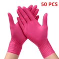 thumbnail image 1 of Guantes desechables de nitrilo fucsia, color rosa, 20/50/100 Uds., guantes de limpieza sin látex en polvo para belleza, tinte para el cabello, esteticista, salón de uñas, 1 of 5