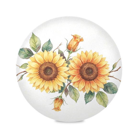 15" Sunflower Bouquet Printed Round Placemats Set of 1 Heat Resistant Table Mat for Kitchen for Party Deco