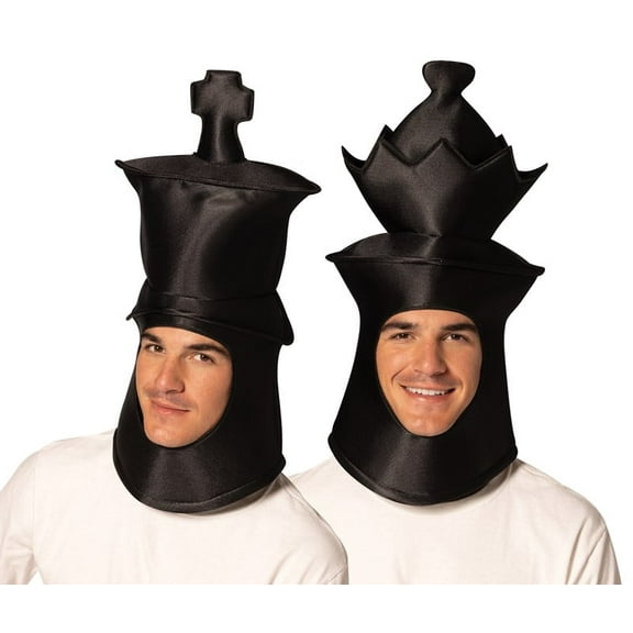 Rasta Imposta Ultimate Deluxe Black King & Queen Chess Headpieces Couple Mask Halloween Costume, Men and Women, Black, One Size, 20025