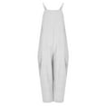 thumbnail image 7 of Fancifize Women Wide Leg Playsuit Palazzo Jumpsuit Sleeveless Summer Romper Beach Cover Up Resort Outfit with Cargo Pockets XL,White, 7 of 7