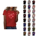 thumbnail image 1 of T-shirts pour Femmes de la Saint-Valentin 2026 Mode Manches Courtes Col Rond avec Cœur Graphique, 1 of 4