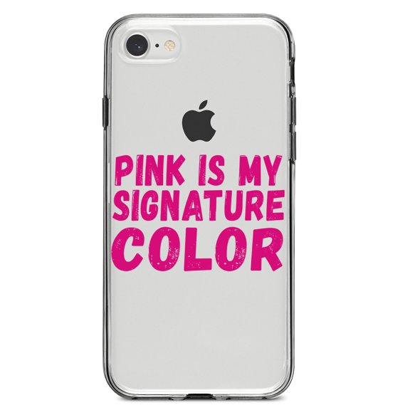DistinctInk Clear Shockproof Hybrid Case for iPhone 7 8 SE (2020 Model) 4.7" Screen TPU Bumper Acrylic Back Tempered Glass Screen Protector - Pink is My Signature Color